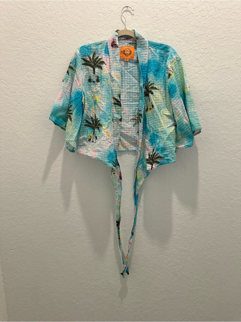 Coniglio Palm Beach Tie-Front Kimono Cropped Top - Picture 2 of 5